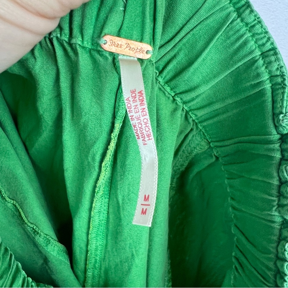 Free People Hadley Poplin Pants Size Medium Oversized Kelly Green Lightweight - Picture 9 of 9